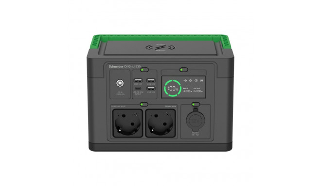 APC OffGrid Portable Power Station 330, 230V, 332Wh Lithium-ion, LCD, 2 CEE 7/3 Schuko outlets, Sine