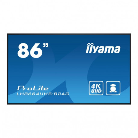IIYAMA LH8664UHS-B2AG 86inch 3840x2160 UHD IPS panel Haze 25perc 500cd/m2 Landscape and Portrait Spe