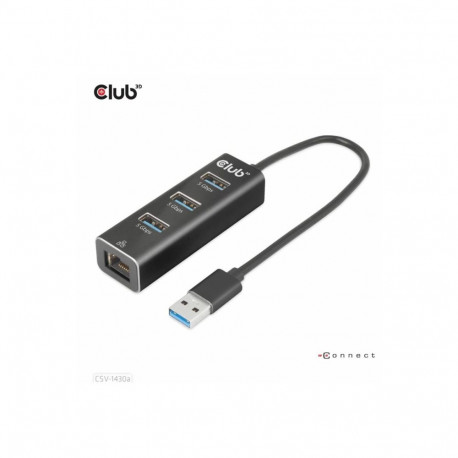 CLUB 3D USB 3.2 Gen1 Type A 3-Ports Hub with Gigabit Ethernet