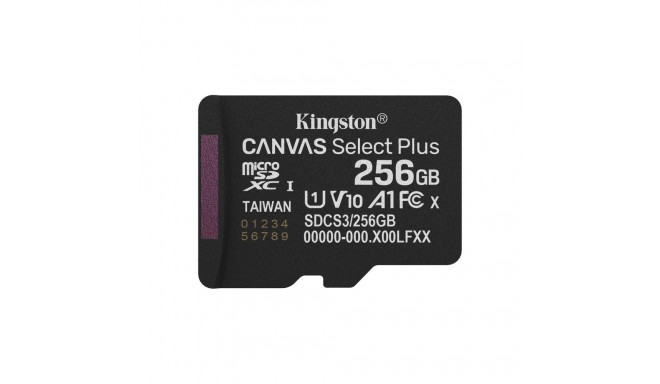 Kingston Technology 256GB micSDXC Canvas Select Plus Gen3 150R A1 Single Pack w/o ADP