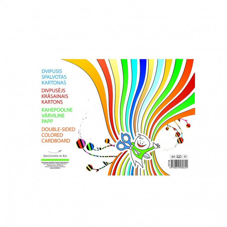 Värviline kartong SMLT A4, kahepoolne, 190g, assortii, 8 lehte (2 tk)