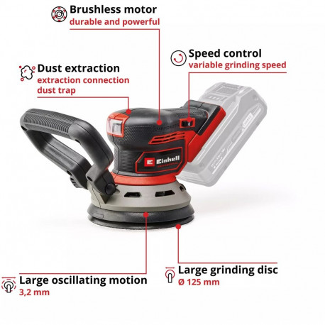 EINHELL Professional cordless random orbit sander TP-RS 18/32 Li BL-Solo, 18V red/black, without bat
