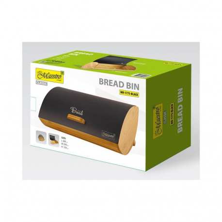 Maestro MR-1775-BLACK bread box Other Black, Wood Bamboo, Metal