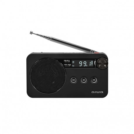 Pocket Radio FM Rechargeable with USB/microSD/3.5mm Port, Black