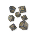 Dice Set - Confetti Q-WORKSHOP Happy Birthday 7 Dice Plastic Gray Gold