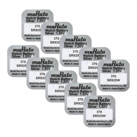 Battery - Murata 370 Silver Oxide 1.55V 9.5mm x 2.1mm Pack of 10