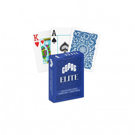 Playing Cards - Copag Elite Poker Size Jumbo Index 100% PVC 63.5x88.9mm Blue