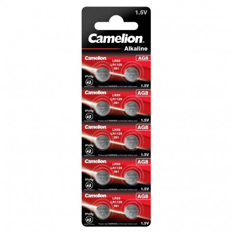 Battery - Camelion AG8 LR1120 LR55 391 Alkaline Button 1.5V 10 pcs