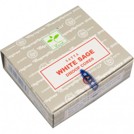 Incense Cone - Satya White Sage 12 Cones 2.5 cm Burning Stand
