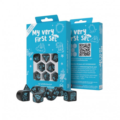 Dice Set - Q-WORKSHOP 20 Years Fairy Tale Characters Black/Turquoise