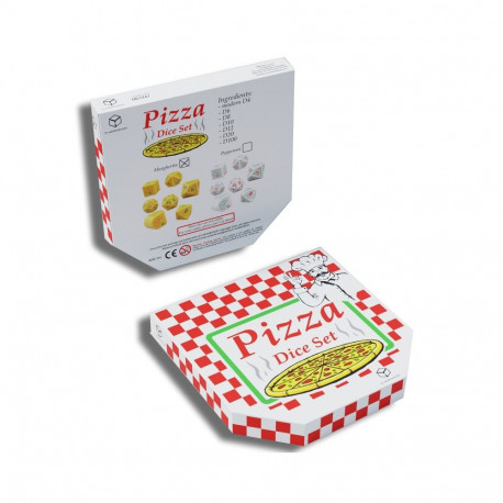 Dice Set - Q WORKSHOP Pizza Margherita RPG 7 Dice Plastic Yellow Green Red