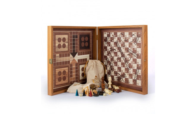 Board Game Set - Manopoulos Classic 4in1 Chess Backgammon Ludo Snakes M Size