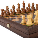 Chess Set - Manopoulos Olive Burl 35x35cm Staunton Pieces 7.6cm King