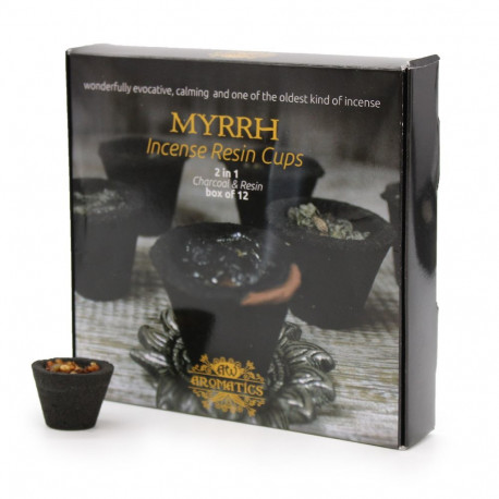 Incense Cup - Mira AW Myrrh Resin 12 Cups 10g Each Metal Holder