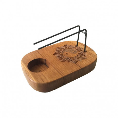 Incense Holder - Palo Santo Yin & Yang Teak Wood 15x10x7 cm