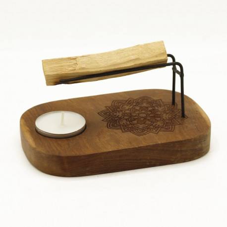 Incense Holder - Hamsa Palo Santo Teak Wood 15x10x7 cm
