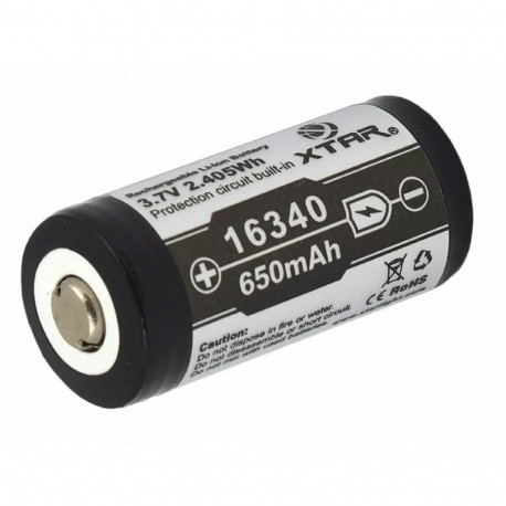 Battery - XTAR 16340 650mAh 3.7V Rechargeable Lithium-ion