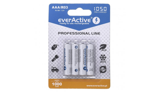 Rechargeable Battery - EverActive R03 AKU 1050 Ni-MH AAA 1.2V 4pcs