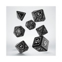 Dice Set - Runic Runes 7 Black Plastic White Engravings 45g