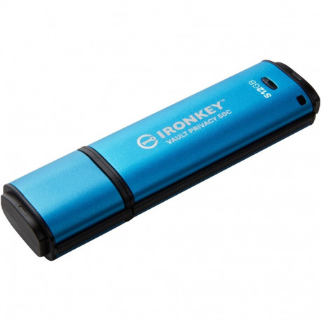Kingston IronKey Vault Privacy 50 512 GB, USB stick (light blue/black, USB-C 3.2 Gen 1)