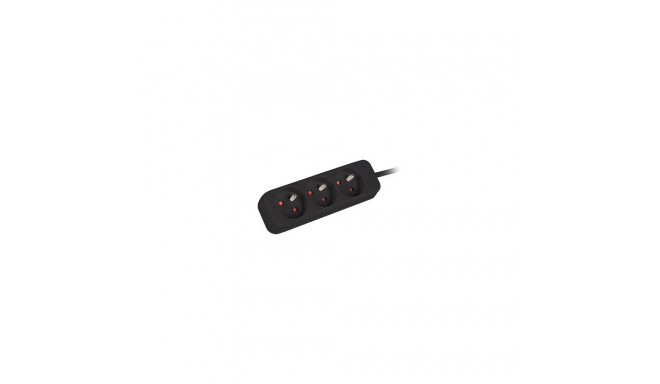 Lanberg toitekaabel pikendus, 3x prantsuse pistikupesa kvaliteetne vask, 3 m | PS0-03E-0300-BK