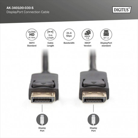 Digitus ühenduskaabel | DisplayPort DisplayPort'iks | 3 m