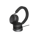 JABRA Evolve2 75 on-ear Bluetooth juhtmevaba aktiivse mürasummutusega USB-C mürasummutav must laadim