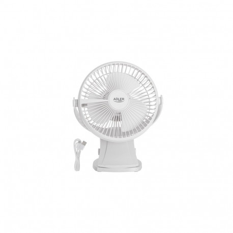 AD 7342 valge laua ventilaator klambriga akuga 15,5 cm 360° pööratav usb-c
