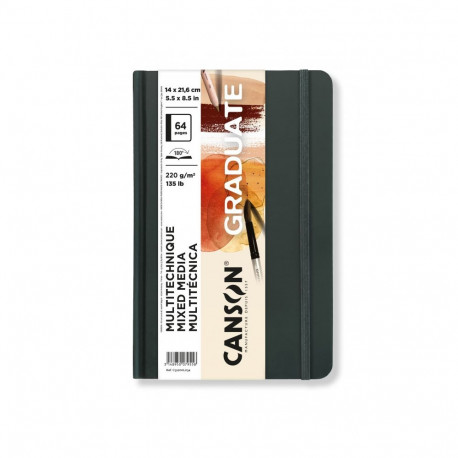 Universaalplokk Granduate Mixed Media 14x21,6cm 220g 32lehte naturaalne kõvakaas, kummiga kinnitus