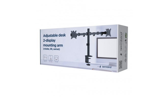 GEMBIRD MA-D2-01 Adjustable desk 2-display mounting arm 17-32inch up to 9kg