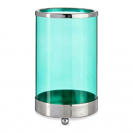 Candleholder Gift Decor SW120612B SW120612B Blue Silver Metal Glass 9,7 x 16,5 x 9,7 cm Cylinder