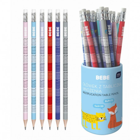 Harilik pliiats kustukummiga BEBE Kids HB, assortii, Interdruk