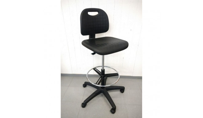 Töötool MEMPHIS SG reg. jalatoega, H60-86cm, ratastega; Max 100-115kg / must polüuretaan+must