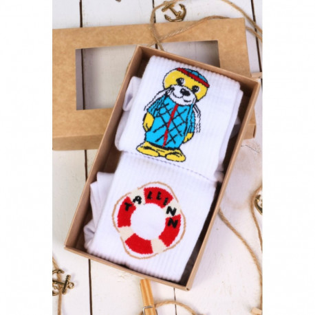 SOKISAHTEL MEREFÄNNI kinkekarp 2 mereteemalise sokipaariga 444, 446