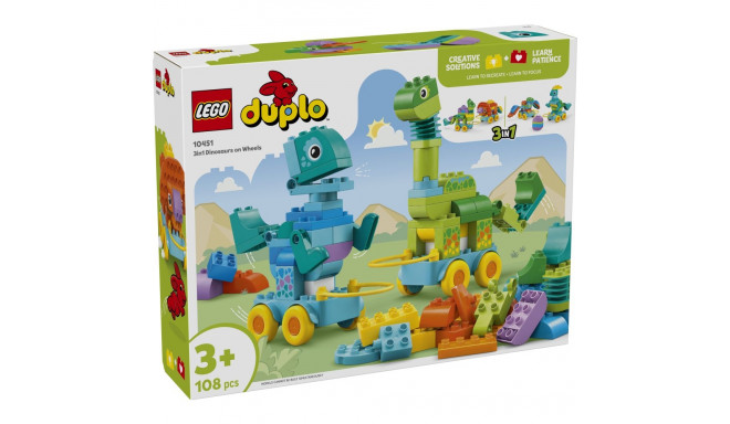 LEGO DUPLO Kolm ühes: dinosaurused ratastel