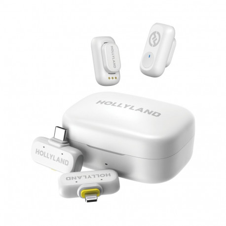 Hollyland LARK A1 Combo USB-C RX + Lightning RX + laadimisvutlar, elevandiluvalge