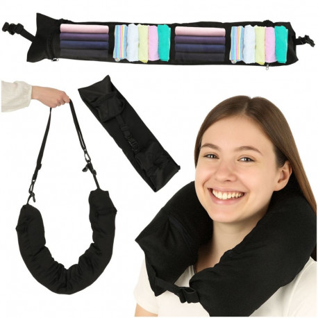 Reisipadi reisikõrvapadi peatoe kaelatoe hoiuruumi täitmine musta värvi