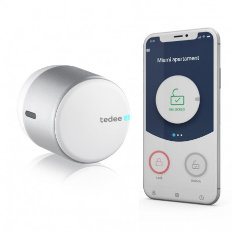Tedee Nutikas Lukk GO2 hõlpsa paigaldusega igale ukselle, toeta Apple Home & Google Home Hõbedane