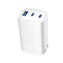 Evelatus 65W GaN Fast Charger 2× USB-C + USB-A CN Plug PD/QC Multi-Port Output White
