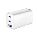 Evelatus 65W GaN Fast Charger 2× USB-C + USB-A CN Plug PD/QC Multi-Port Output White