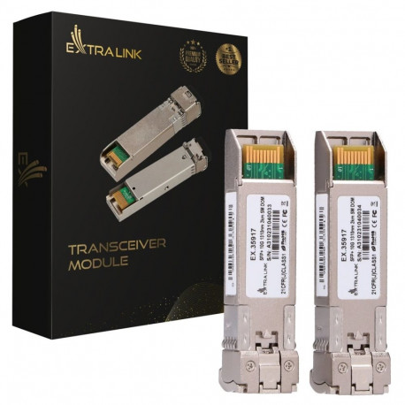 Extralink SFP+ võrgutransiiveri moodul 10G 2-pakk 10Gbps, LC/UPC, 1310nm, 2km, single mode, DOM (EX.