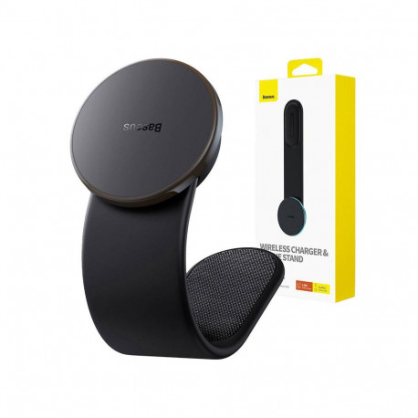 Magnetic car phone holder Baseus with wireless charger (black)