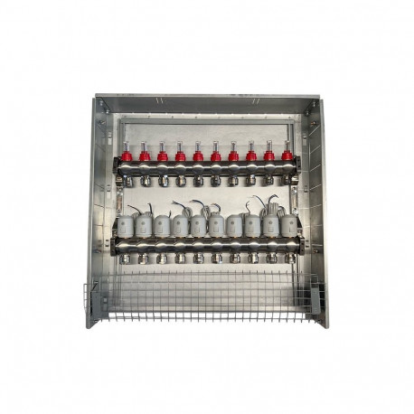 Heating Manifold 10 Loops with Thermal Actuators NC AC230V and Flow Meters