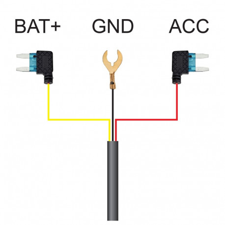 PNI HWK5 direct power cable for car DVRs, 12V/24V input, 5V 2.5A output, low voltage protection, len