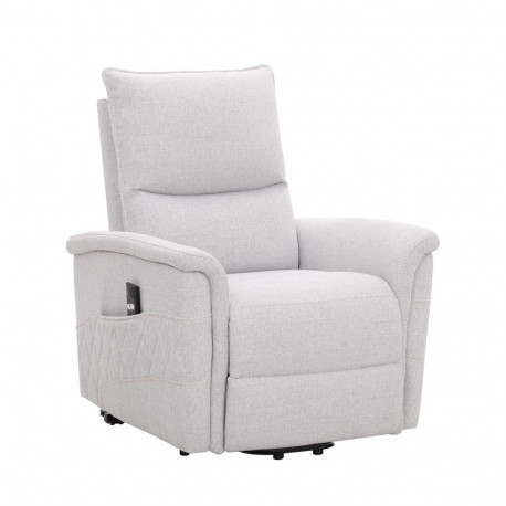 Recliner armchair GIANNI with electric lifting mechanism, grayish-white