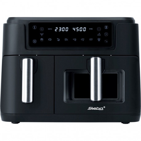 Doppel-Heißluftfritteuse HF 9500 DUO (schwarz, 2.400 Watt, 2 Körbe 6 Liter + 3,5 Liter)