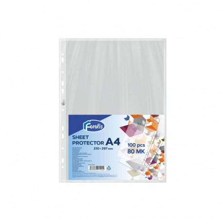 Sheet protectors A4 20pcs, glass clear, 80mk FOROFIS