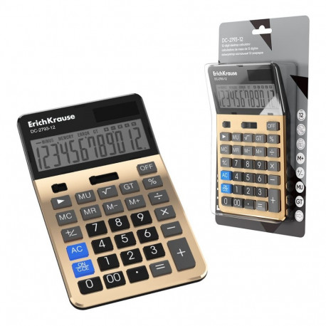 Desk electronic calculator 12-Digit ErichKrause DC-2793-12, golden (blister 1 pc.)