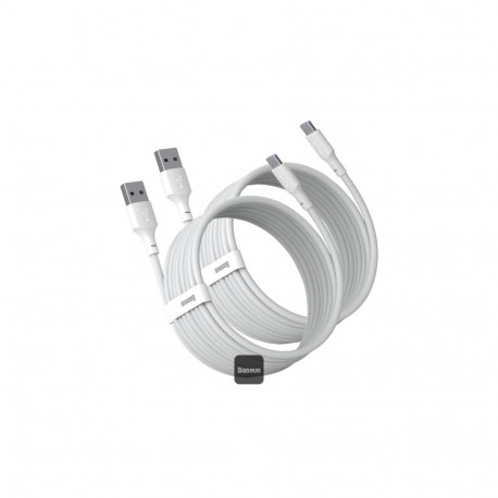 Cable USB A - USB C 1.5m 40W 5A QC3.0 PD, White (2 pcs) (do not compatible with iPhone) BASEUS