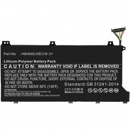CoreParts Battery for Huawei Notebook Laptop 41.26Wh Li-Polymer 11.46V 3600mAh Black